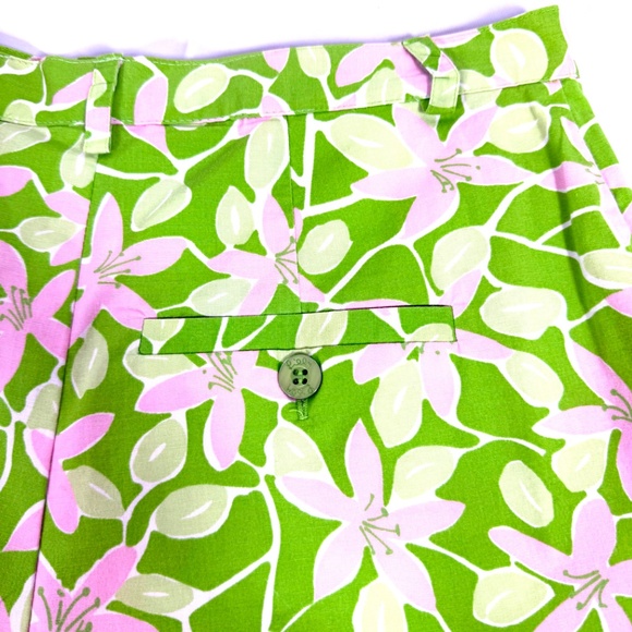 Lilly Pulitzer Pink & Green Lily Print Shorts Size 10 - Picture 9 of 10